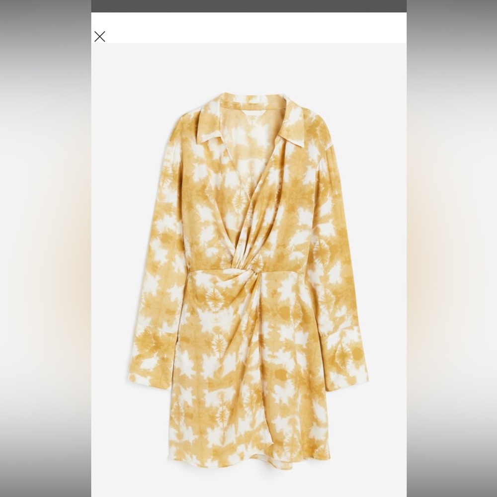 Yellow patterned mini H&M dress, size M